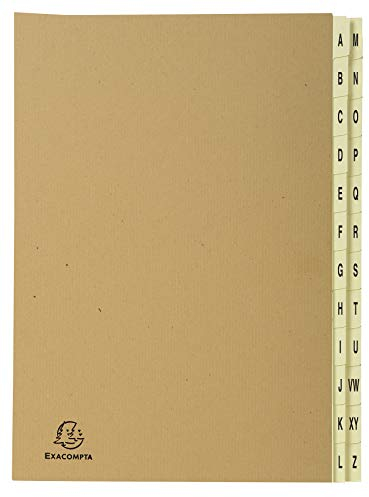 Exacompta 22229E Recycling Pultordner Ordonator Forever aus extra starkem Karton 24 Fächer in elfenbeinfarbe A-Z für DIN A4 Ordnungsmappe Fächermappe Registermappe braun