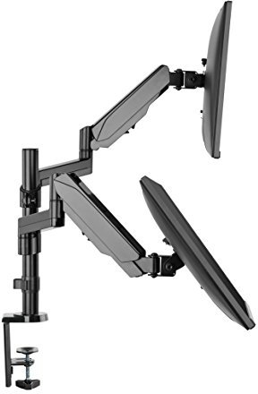 TechOrbits Dreifach-/Doppel-/Einzel-Monitorhalterung, Computer-Bildschirm, Schreibtisch, Gasfederarm (Dual-Monitor) Schwarz