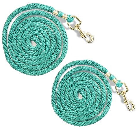 Führstrick für Pferd - Anbindestrick in verschiedenen stylischen Designs, Führleine, Anbindeseil Pony, Esel, Ziege (2X Türkis)