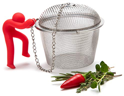 Monkey Business Hike Mike Stainless Steel Mesh Ball Infuser for Herbs and Spices, Tea Strainer, Spice Ball with Silicone Anchor