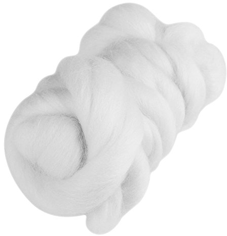 55g Filzwolle, Wolle Roving Schurwolle Garn Roving Märchenwolle Superweiche Hand Spinnen DIY Handwerk Materialien(Weiß)