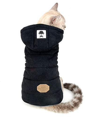 SELMAI Hooded Warm Coats and Jackets for Dogs Fleece Padded Winter Pet Clothes for Dogs Small Girls Boys Chihuahua Puppy Yorkie Walking Playing Outdoor Cold Weather Proof Black S