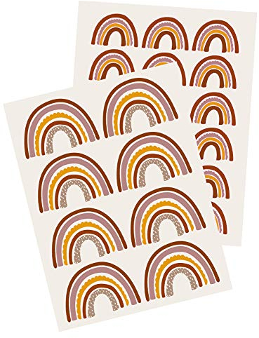 Yabaduu Y004 Regenbogen Wandtattoo Wandsticker Aufkleber für Kinderzimmer Babyzimmer (01 Erdtöne)