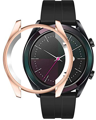 Hülle Kompatibel für Huawei Watch GT 2 46mm Displayschutzhülle Soft Slim Plated TPU Full Cover Kratzfest für Huawei Watch GT 2 46mm Smartwatch (Roségold)
