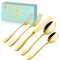 OGORI Besteck Set 8 Personen, 40 teilig Spiegelpolierte Gold Besteckset 18/10 Edelstahl Essbesteck Set mit Messer Gabel Löffel für Home/Party/Restaurant