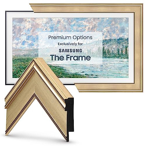 Frame My TV Deco Cadre TV – Cadre intelligent champagne compatible uniquement avec Samsung The Frame TV et Pro (65, compatible 2021-2025)