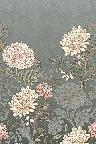 Rasch Tapeten 552256 - Fototapete mit Blüten Motiv in unterschiedlichen Farben auf Grau-Grünem Hintergrund mit ebener Struktur - 3,00 m x 2,00 m (L x B)