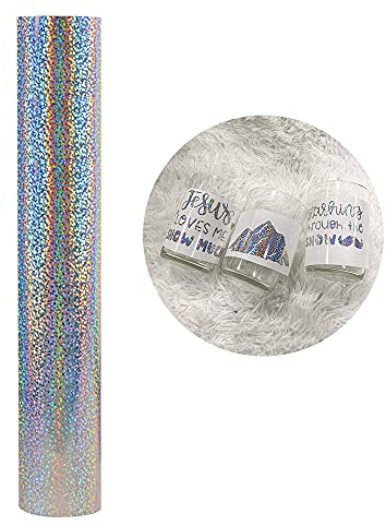 Holografische Selbstklebende Vinylfolie Plotter - 30x150cm Plotterfolie Selbstklebend Vinyl Rollen, Permanente Metallic Vinylfolie für Aufkleber, Cric, Scrapbooking (Holographischer Blitz Silber)