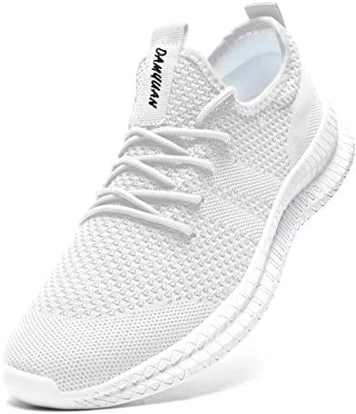 Tvtaop Chaussures de Sport Running Femme Sneakers Fitness Basket Tennis Légères Respirante Outdoor Training,Blanc 38 EU