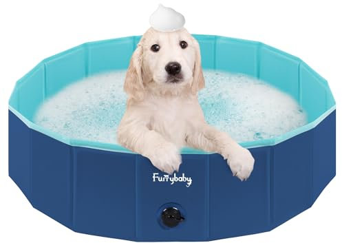 Piscina Plegable para Perros para Perros, Piscina Acolchada para Perros, portátil para baño de Perros, Piscina de plástico Grande y Dura para niños (Azul Marino, 80 x 20 cm)