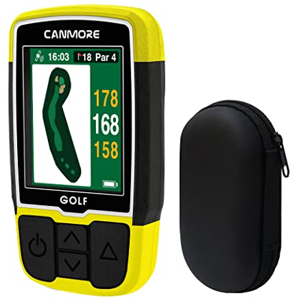 GPS de Golf et étui CANMORE HG200 Plus - Couleur Facile à Lire - Carte de Parcours 41 000 préchargée - Forme exacte du Green et du Fairway - Résistant à l'eau