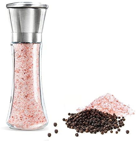 GLLBTPT Salt and Pepper Grinder,Stainless Steel Refillable Salt & Peppercorn Shakers Adjustable Coarseness for Spices,Sea Salts,Himalayan Or Fresh Ground Pepper