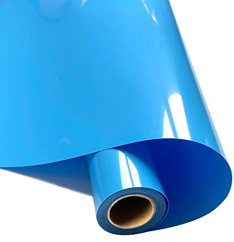Mauts Heat Transfer Vinyl Roll, Blue Heat Transfer Paper, Permanent Adhesive HTV Iron On Vinyl, Backed Vinyl Roll for DIY T-Shirts, Hat, Clothing, Birthdays, Silhouette Cameo, Letters,12IN x 10FT