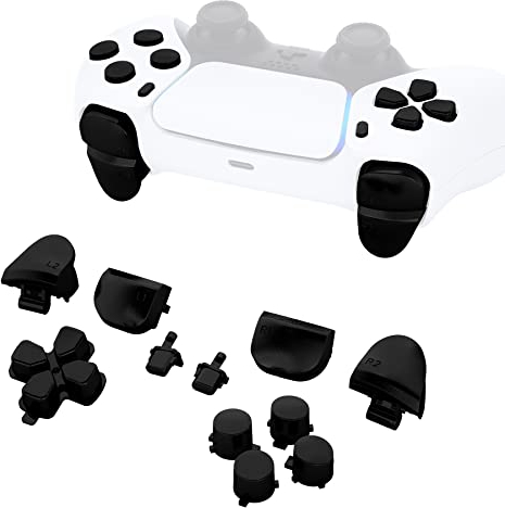 eXtremeRate Boutons Remplacement pour ps5 Manette BDM-010/020, Kit de Boutons D-Pad R1 R2 L1 L2 Triggers Share Options avec Outils pour ps5 Manette, Chromé Noir