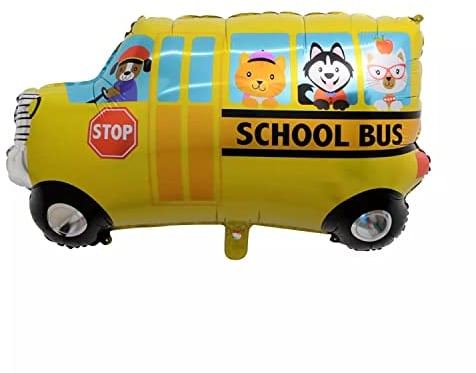 Folienballon Fahrzeug Motiv, Schulbus, ca. 53 x 74 cm - Party Luftballon Auto Geburtstag Deko Dekoration bunt Kindergeburtstag Helium Heliumballon XXL Ballon Bus