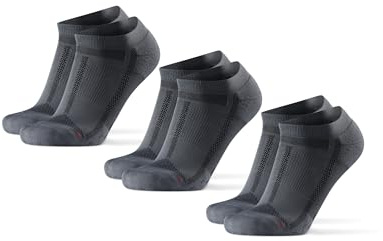 DANISH ENDURANCE Kurze Laufsocken, 3 & 5 Paar Sommer Sportsocken, Schweißableitend, Unisex, für Damen & Herren, Grau/Schwarz, 43-47
