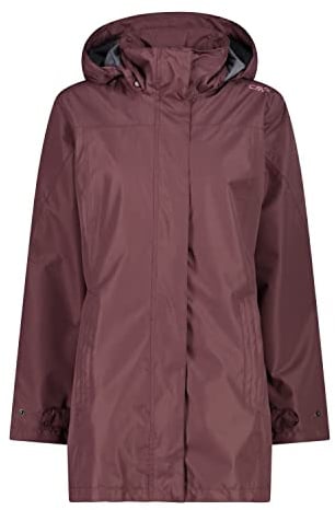 CMP Damen Lange Ripstop-regenjacke für Damen Regenparka | Trocken bei Regenwetter, Flexibel bei Wetterwechsel, Leichtes Tragegefühl, Praktischer Wetterschutz