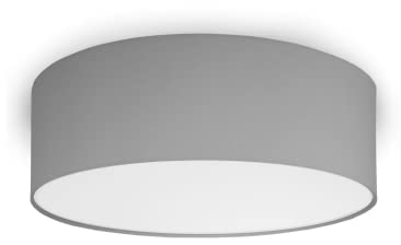 youngDECO® MINI Deckenlampe Grau Ø28 cm - Deckenleuchte Rund 2 x E27 - Baumwollstoff Lampenschirm - Lampe Schlafzimmer, Wohnzimmer, Kinderzimmer und Küche (Ohne Glühbirne)