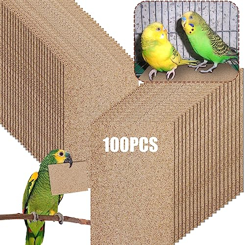 Fabbay 100 Stück Kiespapier für Vogelkäfig, 27.9x43.2 cm, Vogelkäfig, Papier, Haustierschleifpapier für Vogelkäfig im Meeresand, sauber, einfach für verbesserte Verdauung, Papageien, Nymphensittiche
