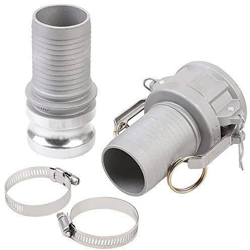 HOOTSUM Camlock Fittings Type C&E 2 Aluminum Hose Fitting Kit with 2 Female and Male Camlock x 2 Hose Shank, Cam Hose Coupling and
