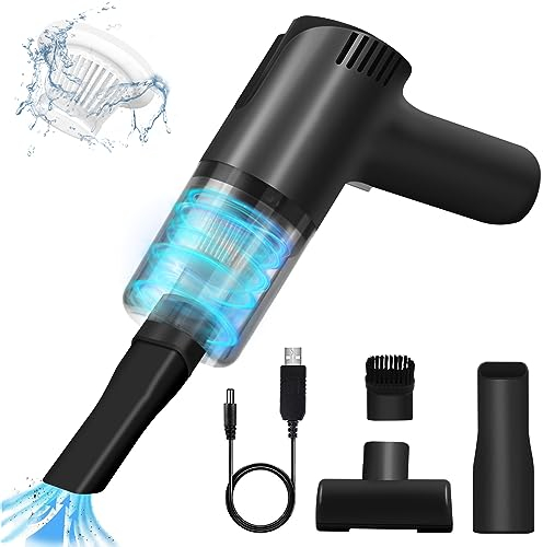 Yeegnar Aspirador de Mano, 6500PA Mini Aspirador de Coche, 120W Aspirador inalámbrico portátil Recargable para vehículo, hogar, Ordenador, Teclado, Pelo de Mascotas (Negro)