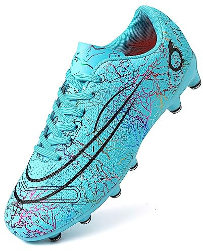 Dhinash Boys' Football Boots Kids Astro Turf Trainers Spikes Football Shoes Girls Cleats Soccer Shoes Junior Sports Outdoor Athletic Sneakers Unisex Turquoise 5UK