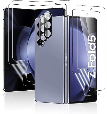 MiRowy Protection Écran pour Samsung Galaxy Z Fold 5 5G, [2 +2 Pièces] Protection D'écran en Flexible TPU + Verre Trempé Arrière Protecteur Écran, avec Outil D'installatio pour Galaxy Z Fold 5