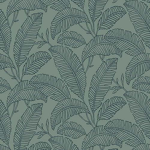 Grandeco Vertical Art A66401 Papier peint texturé Motif feuilles de palmier Vert