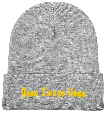 Personalisierte Strickmütze Personalisierte Ihre TextCap Bedrucktes Design Blau, grau, One size