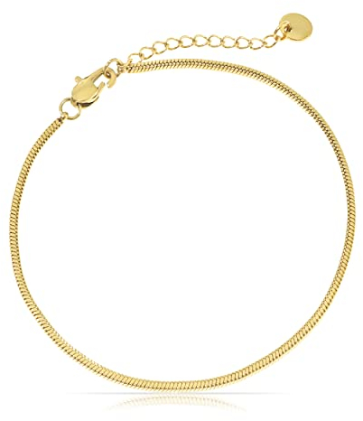 Filigranes Damen Armband aus Edelstahl • Silber Gold Rosé • Minimalistisches Armband • Armbänder für Frauen • Silberschmuck Gold-Schmuck • Feine Cuban Link Chain Armkette (Schlangen Design Gold)