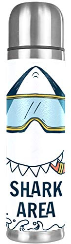 NAMUlA Hai mit Typo Summer Beach Wave, auslaufsichere Wasserflasche, Edelstahl-Vakuumbecher, isolierte Thermoskanne für heiße und kalte Getränke, 500 ml, für Büro, Schule, Reisen Fashionable