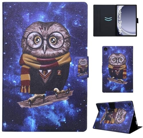 CXTCASE Hülle für Samsung Galaxy Tab A9+/A9 Plus (SM-X210/SM-X215/SM-X216B) 11.0, Schutzhülle Cover Case mit Standfunktion für Samsung Galaxy Tab A9+, Eule