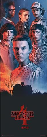 empireposter Stranger Things - Staffel 4 - Poster Plakat Druck - Grösse 53x158 cm + 2 St Posterleisten Kunststoff 62 cm transparent