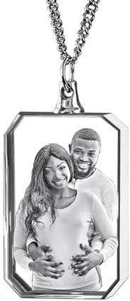 SEVSO Collier Photo en Cristal 3D, Gravure PersonnaliséE Au Laser, Collier en Cristal d'image 3D, Collier en Cristal Personnalisé avec Photo 3D, Cadeau De Collier en Cristal Laser 3D (Rectangle)