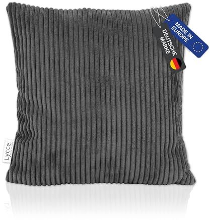 Lycce Kissenbezug, Kissenhülle Cordstoff dunkelgrau (40 x 40 cm)