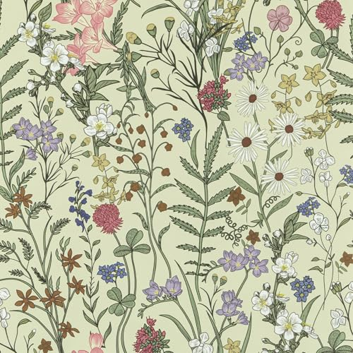 Abyssaly Papier Adhesif pour Meuble, Fleur Feuille Papier Peint Adhesif Mural, Imperméable PVC Vinyle Autocollant Film pour Mur Cuisine Salle de Bain Comptoir Marron 44cm X 300cm