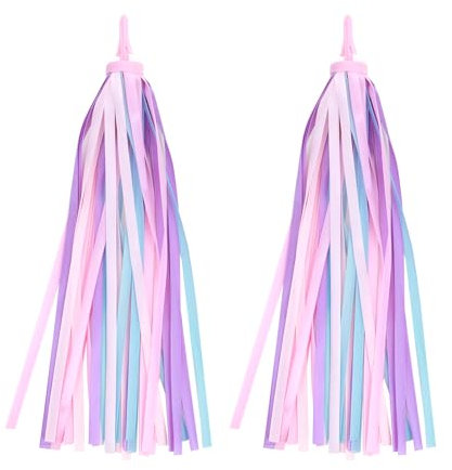 Clydewy 1 Paar Fahrradzubehör für Kinder, dekorative Bänder für Fahrradlenker und Tretroller, Kinder, bunte Fransen, aus PVC und Polyester, robust und einfach zu installieren, für (rosa-violett)