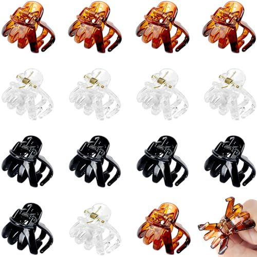 PROPOG Petite Pince Cheveux Femme, 15 Pièces Pince a Cheveux Mini 3cm Accessoires Cheveux Femme Plastique Pince à Cheveux Pieuvre Antidérapant Noir Hair Clip Fille Femme