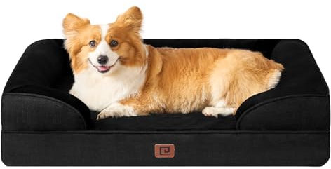 EHEYCIGA Orthopädisches Hundebett Grosse Hunde, 104x69x15cm, Memory Foam Hundekorb Mittelgroße Hunde, Waschbar Hundesofa Wasserdicht rutschfest, Hundecouch mit Hohem Rand, Schwarz