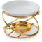 AUPOWER Metall Duftöllampe Teelicht, Duftlampe aus Metall, Aromalampe Teelichthalter mit Keramikschale 01- Gold