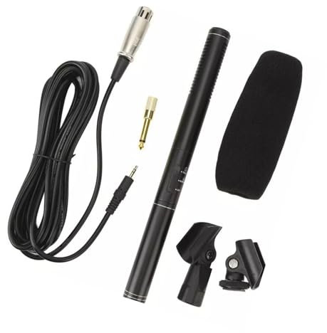 Professionelles Interviewmikrofon, Kabelgebundenes Richtmikrofon mit XLR-Kabel und Windschutz für Videokameras