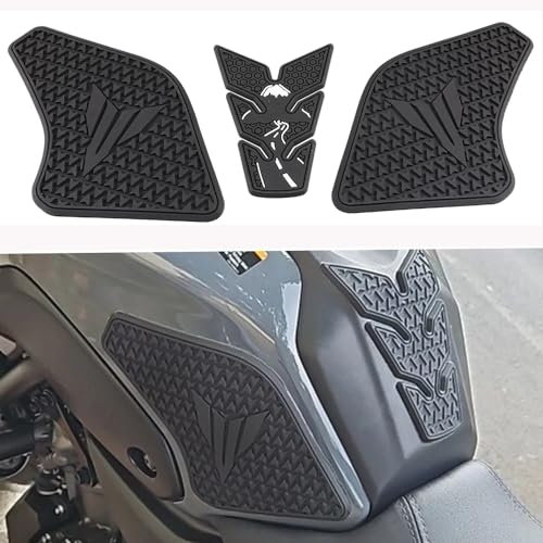 MT07 2021-2023 Tank Pad Kit 3pcs Aufkleber Tankschutz Stickers für MT-07 FZ07 FZ-07 2018 2019 2020 2021 2022 2023 - Schwarz