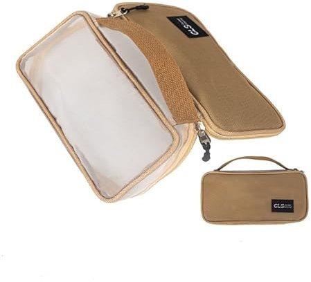 Hrlace Outdoor Besteck Netztasche Camping Bestecktasche Leer mit Tragegriff Besteck Aufbewahrungstasche Tragbar Essstäbchen Löffel Geschirr Tasche für Outdoor Camping Wandern Reisen Beige