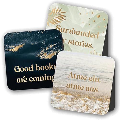 Lebenskompass® Magnetische Lesezeichen Breath - elegante Magnetlesezeichen mit stilvollen Designs und Goldprägung - Lesezeichen magnetisch ideal für Bücher