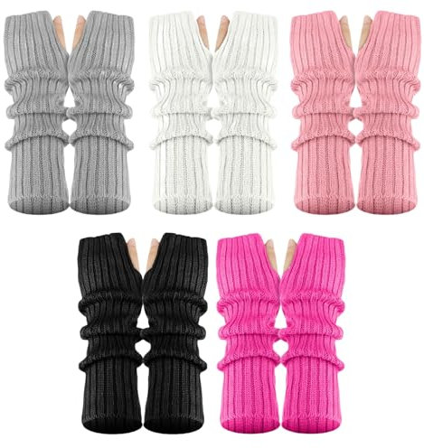 Kotkiddy 5 Paar Arm Kawaii Handschuhe Warmers, Armstulpen, Handschuhe Winter Ärmel Süße Y2k Harajuku für Frauen Mädchen Lolita Kostüm Schule 5 Farben