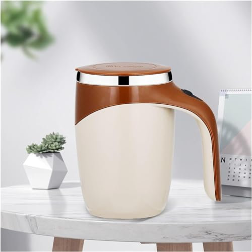 Thermoskanne for Kaffeekanne, doppelschichtiger, wärmeisolierter, selbstmischender Becher, automatischer Mischbecher for Kaffee, Milch, Getreide und Hafer, Thermoskanne aus Edelstahl (Farbe: 02) (2)(2
