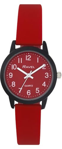 Ravel - Silikon-Unisex-Armbanduhr Sommer in Schwarz (37mm Uhrengehäuse) - Analog Quarz - R1814.10 - Rot