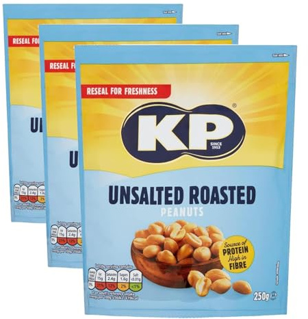 KP Nuts Share Bag of Unsalted Peanuts, 250g (Pack of 3)