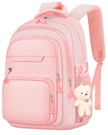KBTYE Niedlicher Mädchen-Rucksack für Schule, Kinder, Reisen, College, Rucksack für Frauen, Teenager, Studenten, Büchertaschen, ästhetischer Laptop-Tasche, Pink, Causal