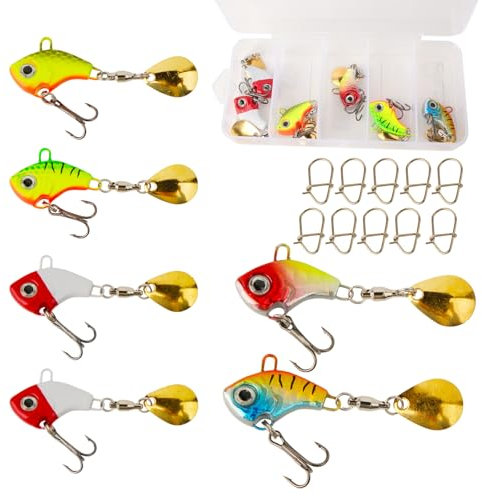 Yqhugbc 6 Stück Angelköder, Jig Spinner, Angelköder Set, Metall Fischköder, Blinker Angeln 10g Spinnerbait Wobble Oberfläche Köder, für Barsch, Forelle, Hecht, Zander, Wels, Döbel